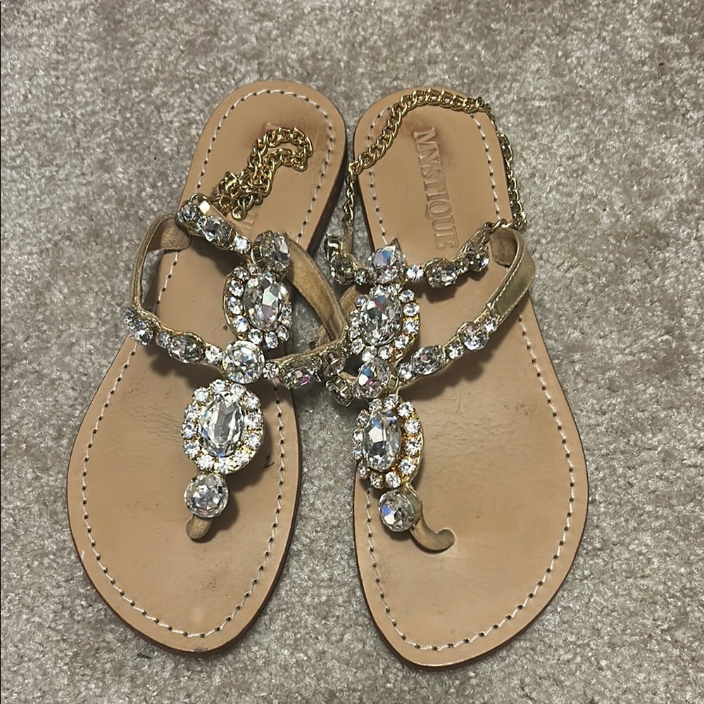 Mystique Gold Jeweled Sandals